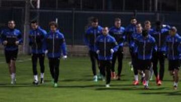 Jugadores del Espanyol, en el entrenamiento.