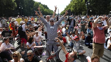 Manifestantes en Berlín por las medidas contra el coronavirus