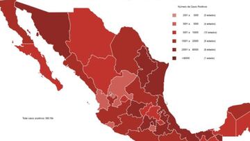 Mapa y casos de coronavirus en México por estados hoy 25 de agosto