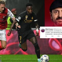 Mikel Camps, miembro de la directiva del Barça, ataca a Vinicius: “No es racismo, merece una colleja por payaso”