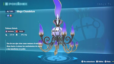 El empaque de Mega-Chandelure se sale de la escala. Si durante su cadena evolutiva somos espectadores de su metamorfosis en candelabros más sofisticados, la forma Mega le convierte en un auténtico troncho cuya llama de la cabeza es gigantesca. Es genial.