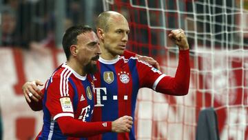 Ribery y Robben durante un partido en 2014. 