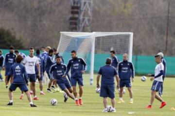 Primer plano del entrenamiento de la Selección Argentina