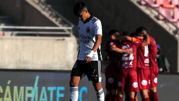 Futbol, Deportes La Serena vs Colo Colo.
Fecha 2, campeonato Nacional 2022.
El jugador de Colo Colo Pablo Solari se lamenta tras el gol de Deportes La Serena durante el partido de primera division disputado en el estadio La Portada de La Serena, Chile.
13/02/2022
Andres Pina/Photosport

Football, Deportes La Serena vs Colo Colo.
2nd date, 2022 National Championship.
Colo Colo's player Pablo Solari reacts after Deportes La Serena's goal during the first division match held at the La Portada stadium in La Serena, Chile.
13/02/2022
Andres Pina/Photosport