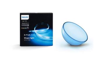 Kit ambiental l&aacute;mpara led Hue Go y tiras LED Lighstrip inteligentes plus Philips.