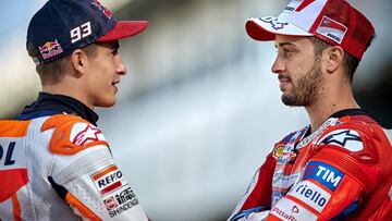 Márquez y Dovizioso durante el GP de Valencia de 2017.