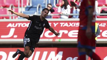 &Aacute;lex Alegr&iacute;a celebra su gol al Numancia