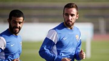 Darder y Casado en el entrenamiento del Málaga.