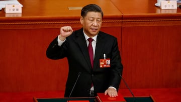 Chinese President Xi Jinping takes his oath during the Third Plenary Session of the National People's Congress (NPC) at the Great Hall of the People, in Beijing, China, 10 March 2023. MARK R. CRISTINO/Pool via REUTERS TPX IMAGES OF THE DAY