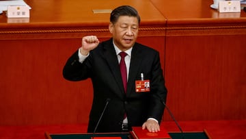 Chinese President Xi Jinping takes his oath during the Third Plenary Session of the National People's Congress (NPC) at the Great Hall of the People, in Beijing, China, 10 March 2023.     MARK R. CRISTINO/Pool via REUTERS     TPX IMAGES OF THE DAY