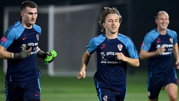 Modric, en un entrenamiento con Croacia.