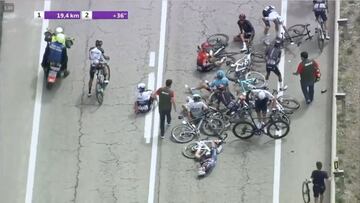 Ca&iacute;da de Egan Bernal y Dani Mart&iacute;nez en la Vuelta a Burgos