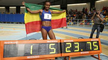 Genzebe Dibaba en su victoria en Sabadell en 2016: nueva plusmarca mundial de los 2000 metros.