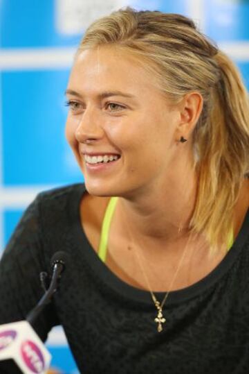 BRISBANE, AUSTRALIA - ENERO 03: Maria Sharapova habla con los medios en el Queensland Tennis Centre, en el marco del Brisbane International 2015.