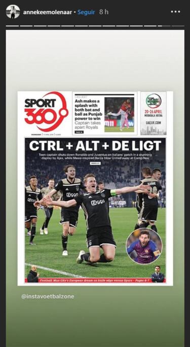 Novia de Ligt del Ajax, reaccionó por eliminación de la Juventus