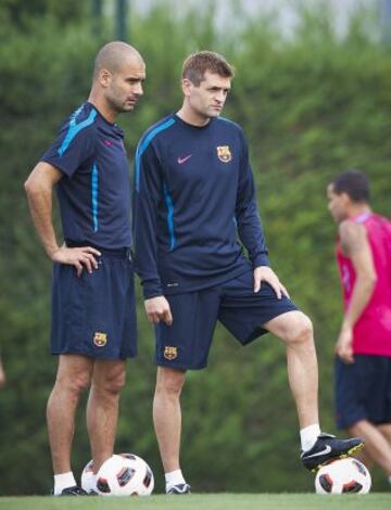 Pep Guardiola y Tito en 2010.