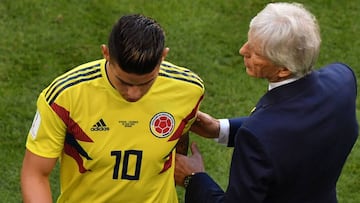 El '10' de Colombia tuvo que salir al minuto 31 del partido ante Senegal. El técnico de la Selección se vio intranquilo por el estado físisco del jguador.