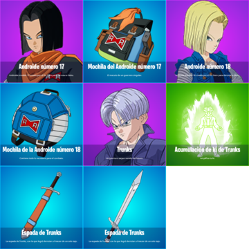 fortnite skins dragon ball super androide 17 18 trunks