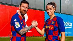 Messi y Vicky Losada, capitanes del Bar&ccedil;a masculino y femenino.