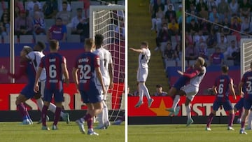 Lance entre Araújo y Tchouameni en el Clásico.