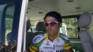 <b>DEMASIADO ESTRÉS.</b> El ciclista español afirma pasar por unos momentos de tensión y sentirse presionado.