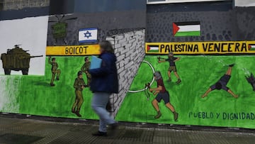 Un grafiti contra Israel apareci&oacute; en una calle de Gij&oacute;n con la excusa del partido que pasado ma&ntilde;ana disputar&aacute; la selecci&oacute;n hebrea frente a Espa&ntilde;a.