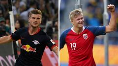 Timo Werner (RB Leipzig) y Erling Haland (RB Salzburgo).