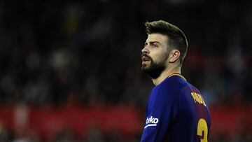 Piqué, durante el partido contra el Sevilla.