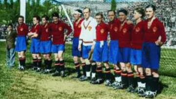 La Selección Española de 1929 antes de un partido contra Inglaterra.