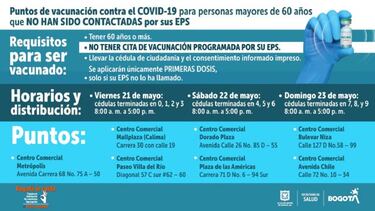 Vacunación Bogotá: cómo saber si puedo ir sin cita previa para mayores de 60 años