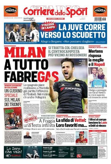 Portada de Corriere Dello Sport del día 28 de abril de 2017.