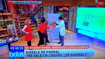 Una modelo de pechos sufre un desmayo en directo en TV