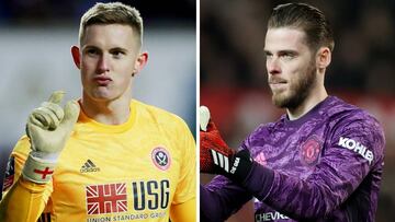 Los guardametas de Sheffield United y Manchester United, Dean Henderson y David de Gea.