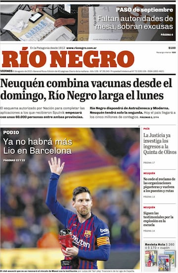 La salida de Messi, en las portadas de los periódicos de medio mundo