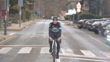 Mikel Landa, durante uno de sus primeros entrenamientos del año.