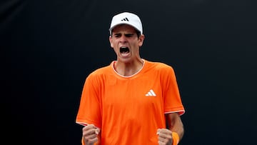 Tennis - Australian Open - Melbourne Park, Melbourne, Australia - January 20, 2026 Spain's Rafael Jodar celebrates after winning his first round match against Japan's Rei Sakamoto REUTERS/Hollie Adams
