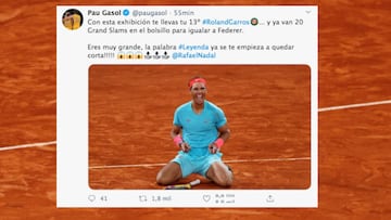 Gasol, Ramos, Casillas: los saludos top que recibió Nadal tras ganar Roland Garros