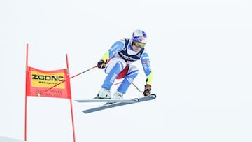 El esquiador franc¨¦s Alexis Pinturault, durante la manga del Super G en la combinada alpina de los Mundiales de Esqu¨ª Alpino de Courchevel-M¨¦ribel.