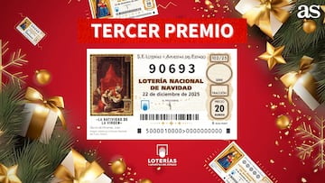 90693, tercer premio del sorteo de la Lotería de Navidad 2025.
