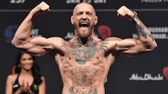 ABU DHABI, UNITED ARAB EMIRATES - JANUARY 22: Conor McGregor of Ireland poses on the scale during the UFC 257 weigh-in at Etihad Arena on UFC Fight Island on January 22, 2021 in Abu Dhabi, United Arab Emirates. (Photo by Jeff Bottari/Zuffa LLC)