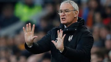 (FILES) In this file photo taken on January 20, 2019 Fulham&#039;s Italian manager Claudio Ranieri gestures on the touchline during the English Premier League football match between Fulham and Tottenham Hotspur at Craven Cottage in London. - Claudio Ranie