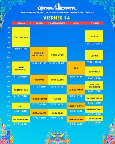 Corona Capital 2025: a qué hora actúa Foo Fighters, y cómo verlos | 14 de noviembre