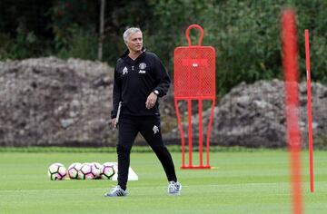 Mourinho during Manchester United training on Friday.