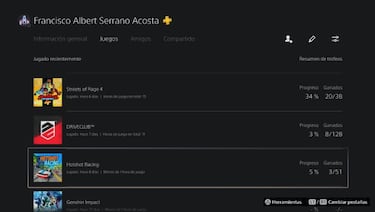 PS5 cuenta tus horas jugadas; también tu historial de juegos de PS4