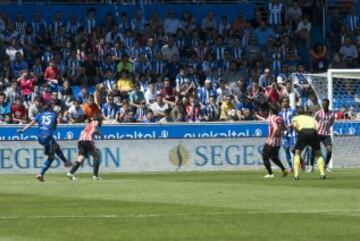 Primer gol de Theo Hernández en Liga, en el partido ante el Athletic de Bilbao en mayo de 2017. 