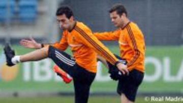 Arbelona y Nacho, durante el entrenamiento.