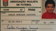 La ficha de Casemiro en su primer a&ntilde;o en la escuela de Nilton Moreira