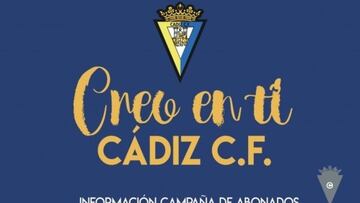 El Cádiz presenta su campaña de abonados 2020-21: "Creo en ti"