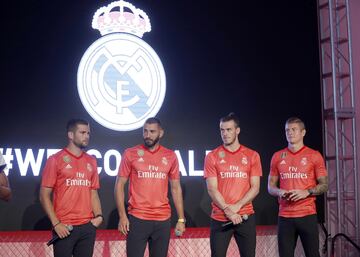 Acto de presentación de la tercera equipación con Nacho, Benzema, Bale y Kroos.
