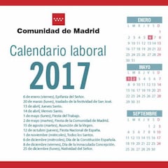 Calendario laboral 2017 en la Comunidad de Madrid: todos los festivos